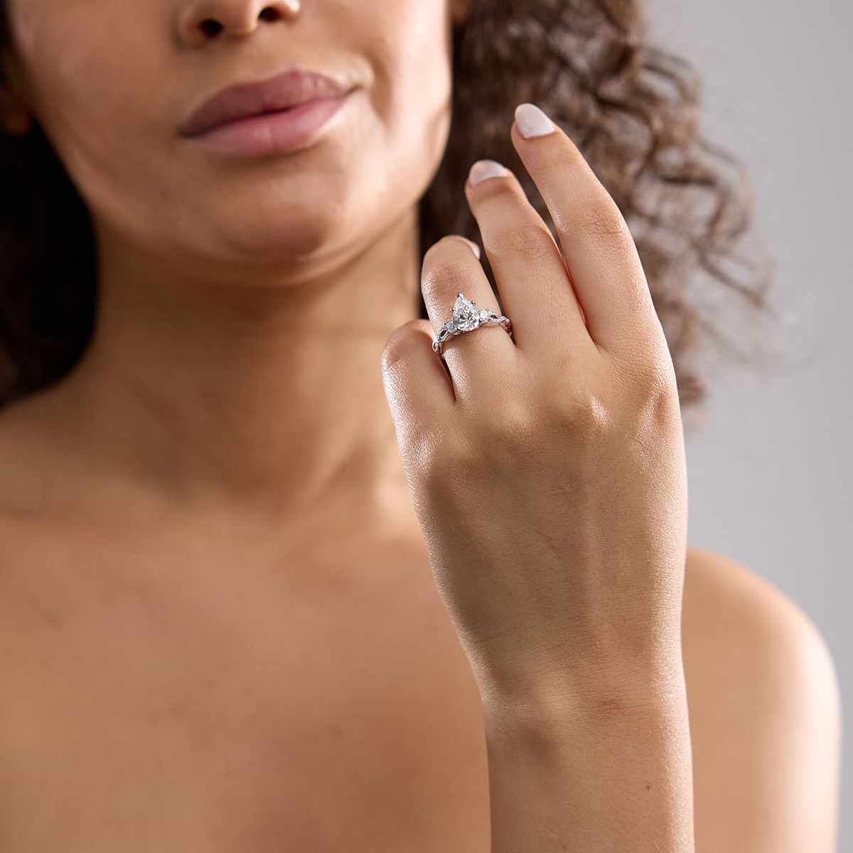 Additional Image 2 for  2 ctw Pear Lab Grown Diamond Swirl Engagement Ring